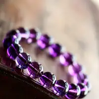 在飛比找松果購物優惠-天然紫水晶手鍊男女款烏拉圭深紫正品紫水晶手鍊8mm (5.5