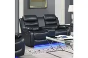 2R Seater Finest Leatherette Recliner Feature Console LED Light Ultra Cushioned