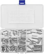 96Pcs NUZAMAS M3 M4 M5 304 Stainless Steel Flat Head Fastener Pins Assortment Kit 12 Sizes Shaft Flat Head Pin with Hole Positioning Pin T-Shaped Tound Pin