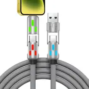 240W 4 in 1 Charging Cable For Apple Android Lightning Cable USB Type-C-Gray