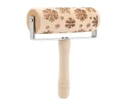 Wooden Embossing Rolling Pin Cookie Cake Baking Tool Xmas Dough Roller - Snowflake