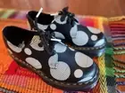 DR MARTENS 1461 QUAD BLK & WHITE POLKA DOTS SMOOTH US 7 EU38 NEVER WORN PERFECT