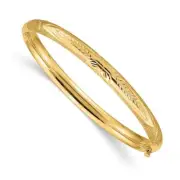 14K Solid Yellow Gold Florentine Bangle Bracelet