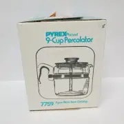 New Pyrex Glass Percolator 9 Cup 7759 Coffee Pot Complete Vintage Sealed In Box