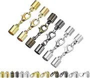 uxcell 30Sets 6mm Leather Cord End Caps with Lobster Claw Clasps, Barrel Terminators for DIY Making Leather Bracelets, 6 Colors in 1Set