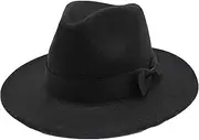 [Yiozoi] Unisex Wide Brimmed Fedora Jazz Hat Fashion Felt Hat Bowler Trilby