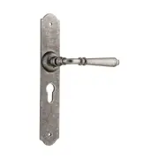 6357E Door Lever Reims Euro Pair Rumbled Nickel H240xW40xP70mm