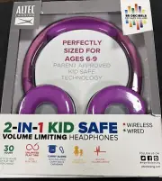 New 2 PK Pink Altec LKid Safe 2-in-1 Bluetooth Wireless Kids Headphone Fast Ship