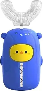 Kids Electric Toothbrush with U-Shaped Toothbrush, Automatic Electric Toothbrush for Toddle, Cartoon Modeling Design for Child 2-13 Years(Blue)