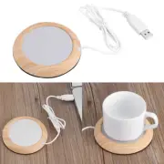Wood Grain Cup Warmer Heat Beverage Mat Pad Drink Coffee USB Portable Heater