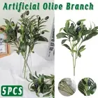 5PCS Artificial Olive Branch Greenery Fake Olive Leave with Fruit for Home Decor