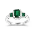 10K White Gold Lab Created Emerald, White Sapphire & Diamond 0.156ct Ring Size 7