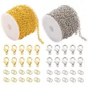 5m Jewellery Making Extension Necklace Chains w/ 30 Lobster Clasps 60 Jump Rings