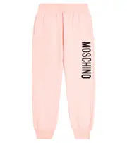 [Moschino Kids] Moschino Kids Logo cotton-blend jersey sweatpants Y 4 pink