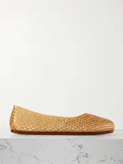 [Ancient Greek Sandals] Ancient Greek Sandals - Iro Crystal-embellished Pvc Ballet Flats - Tan - IT42 IT 42 Brown