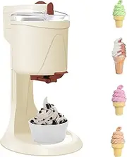Household Ice Cream Machine, 1L Soft Serve Ice Cream Machine, Double Stirring, Small Automatic Mini Fruit Soft Serve Ice Cream Machine, Aluminium Liner, Ice Cream Cone Machine for Home