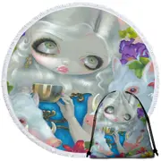 White Haired Beauty Circe and the Swine Round Beach Towel