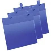 50PK Durable A4 Document Logistic Pockets w/Fastening Straps Landscape Dark Blue