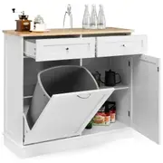 Giantex Kitchen Storage Cabinet w/Tilt Out Trash Bin Kitchen Buffet Sideboard w/Adjustable Shelf &2 Drawers White