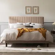 Zinus Bed Frame Fabric Beige Size