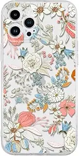 CrazyLemon for iPhone 13 Mini Case Clear Silicone iPhone 13 Mini Case Cute Aesthetic Floral Design for Women Girls Transparent Ultra Thin Slim Soft TPU Shockproof Case Camera Cover- Pink White Flowers