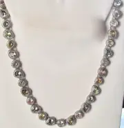 New Napier Pastel Rhinestone Medallions Silver Tone #15-8