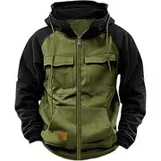 Men's Hoodie Full Zip Hoodie Tactical Hoodie Wine Red Black Pink Army Green Blue Hooded Plain Tactical Sports Outdoor Daily Streetwear Cool Casual Winter Spri