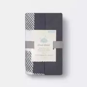 Fitted Jersey Crib Sheet Cloud Island Solid Gray and Grey & White Plaid 2pk NEW