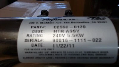 Thermo Products spa heater 5.5 KW model c2550-0120 15"