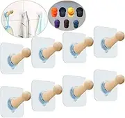 Adhesive Hooks for Wall Hat Hangers Rack Extended Wooden Pegs Handmade Baseball Caps - Bathroom Door Cloest Entryway Wardrobe-8 Pack