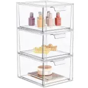 3 Pack Stackable Makeup Organizer and Storage, Acrylic Organizers，Clear Plast...