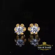 0.25ct Silver Cubic Zirconia Yellow Round Shape Buttercup Stud Earrings Women