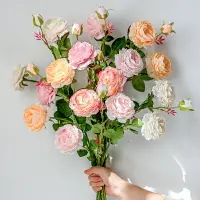 在飛比找樂天市場購物網優惠-仿真牡丹花假花家居客廳裝飾餐桌擺件玫瑰花束婚慶花瓶插花野餐花