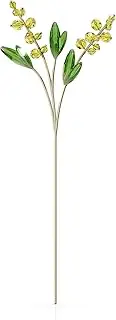 Garden Tales Mimosa Single Flower Figurine, Green and Yellow Swarovski Crystals and Brushed Champagne Gold Tone-Finish Stem, Part of The Swarovski Garden Tales Collection