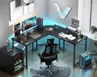 L Shaped Gaming Desk, 51 Inch Computer Desk with Monitor Stand, PC Gaming Desk,