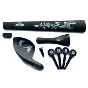 1 Set Violin 4/4 ebony Fitting Fingerboard Inlaid Flower Fretboard Natural Wood