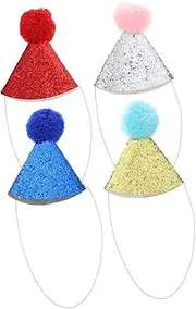EXHUMKY 4pcs Pet Birthday Party Hat Dog Caps for Cats and Dogs Glittering Festival Decorative Hats Pet Costume for Memorable Celebrations