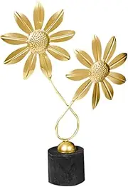 Light Luxury Wrought Iron Ornaments Modern Desktop Ornaments Metal Iron Leaf Decor Spring Decorations for Home Flower Ornaments Desktop Metal Ornaments Wooden Golden