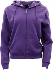 [Fresh Idea Living] FIL Adult Unisex Men's Zip Up Hoodie w Fleece Hooded Jacket Jumper Basic Blank Plain - Purple/Size: XS