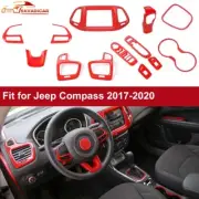13x Interior Steering Full Set Cover Trims Decoration For Jeep Compass 17-20 Red (for: Jeep)