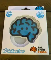 Fat Brain Toy Company Silicone Teether Blue Brain Teether Teething Ring NEW