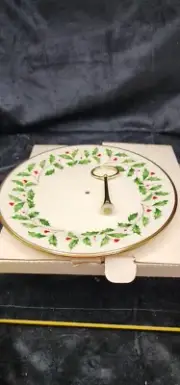 Lenox Holiday Round Serving Tidbit Tray W/ Handle Dinner Plate Size