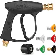 Afenau High Pressure Washer Gun, Tubby Pressure Washer Gun with M22 14MM Fitting Hose Connector and 5 Nozzles & 1/4'' Quick Connector, Car Wash Gun Short Gun for Car Washing and Patio Cleaning