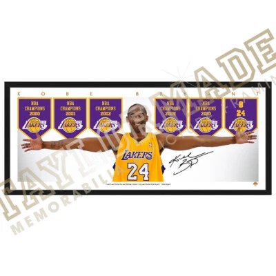 KOBE BRYANT LOS ANGELES LAKERS WINGS SIGNED FRAMED NBA POSTER PRINT