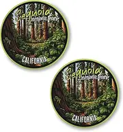 [No Thorns Media] Sequoia National Park California 2 Pack Pinback Buttons 2.25" Fun Pins for Clothes, Backpacks, Hats, and Jackets - Cartoon, Retro, and Punk Style Lapel Badges, Slogans, and Party Pins ID45000, Metal,