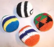 4 WOVEN FOOT KICK SACK new kicking play game novelty ball toy knit cloth balls