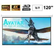 Visualax Motorised 4K 120" inch High Contrast Grey Projector Screen +Remote 16:9