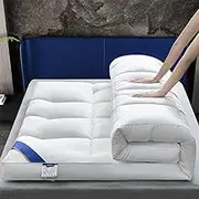 Japanese Floor Mattress Full Size, 4 Inch Thickened Soft Down Mattress Topper Folding Floor Mat Futon Mattress Portable Roll Up Sleeping Pad, Dormitory Lounger Camping Bed(White,35x79x4inch)