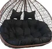 2 Seater Egg Chair Swing Cushion Outdoor 2 Person Hanging Egg Chair Cushion Double Hanging Basket Chair Cushion Hanging Hammock Chair Cushion Replacement (Only Cush(Size:170X120CMColor:Black)