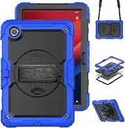 [AVAKOT] Lenovo Tab M11 TB330FU 11 inch 2024 Case - with Screen Protector, 360 Rotating Stand & Pencil Holder & Hand & Shoulder Strap Shockproof Lenovo Tab M11 TB330FU/Pad 2024 TB331FC Case, Blue